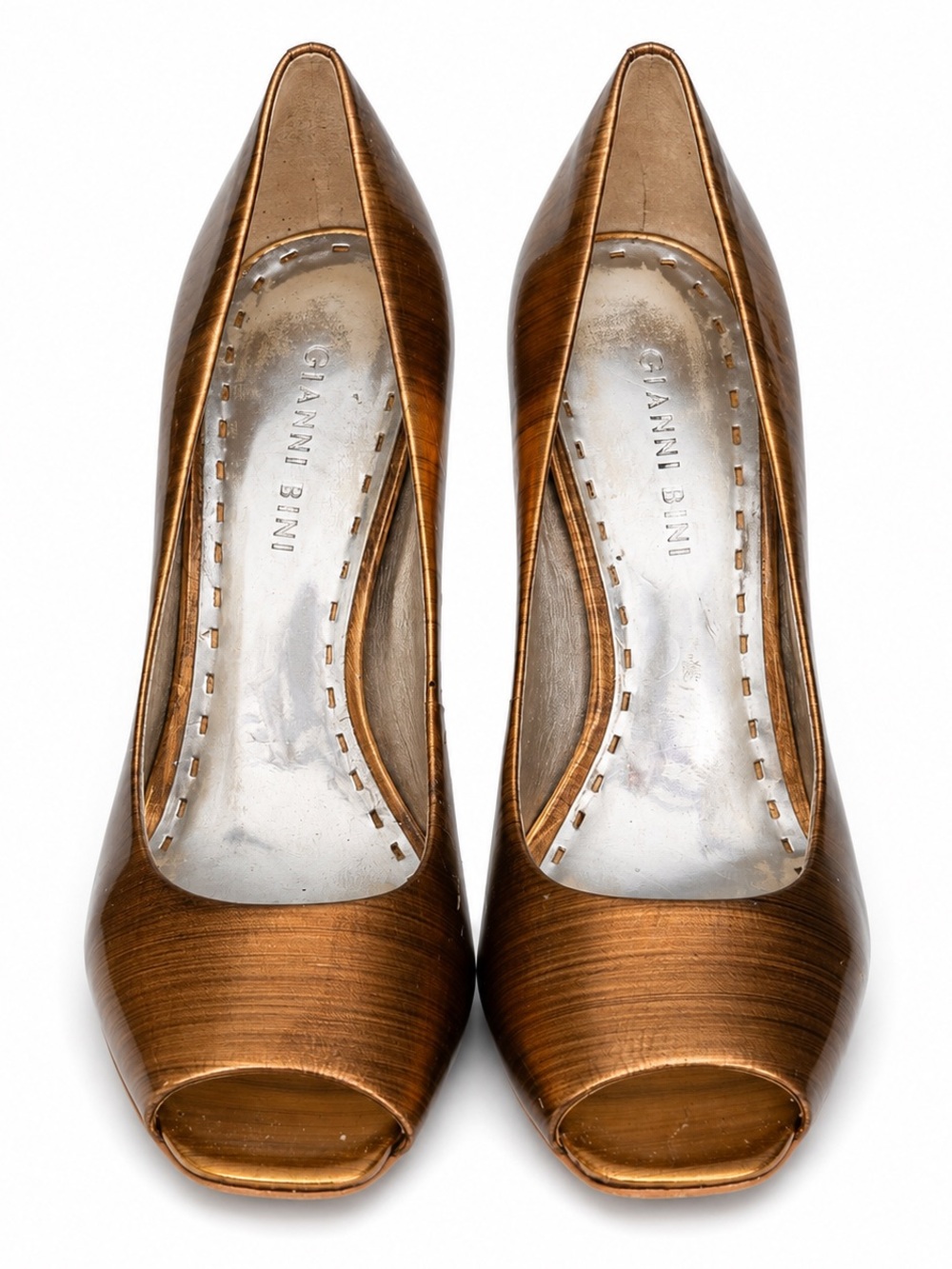 Gianni Bini Metallic Bronze Peep-Toe Heels